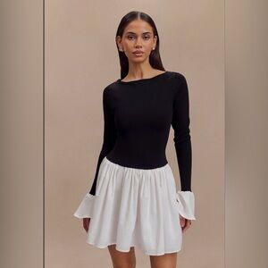 Meshki Black and White Long Sleeve Dress